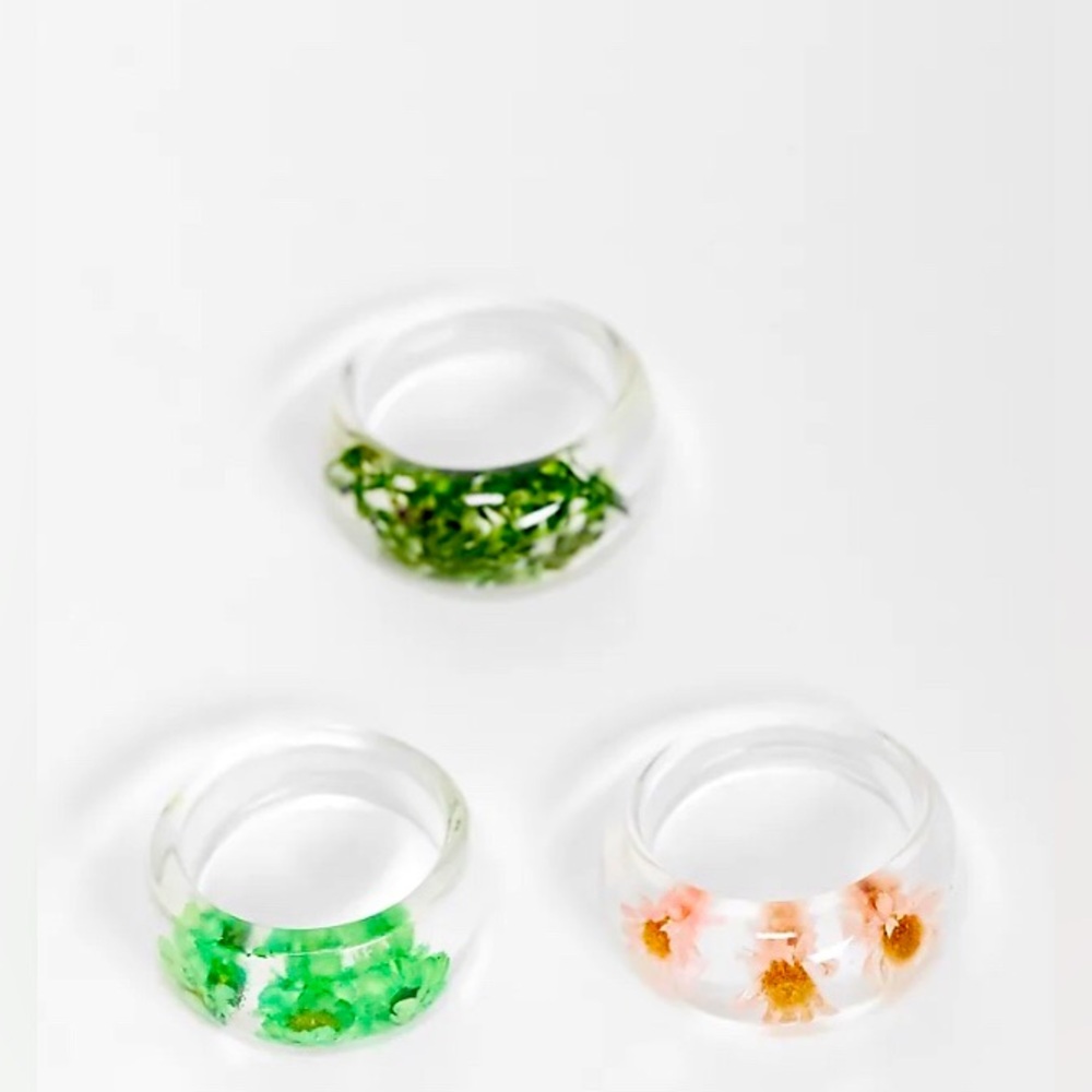 ASOS Set of Three Floral Resin Rings